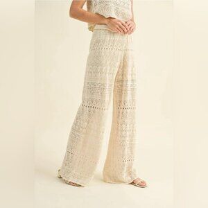 NWT • Crochet Knit Wide Leg Pants • Medium